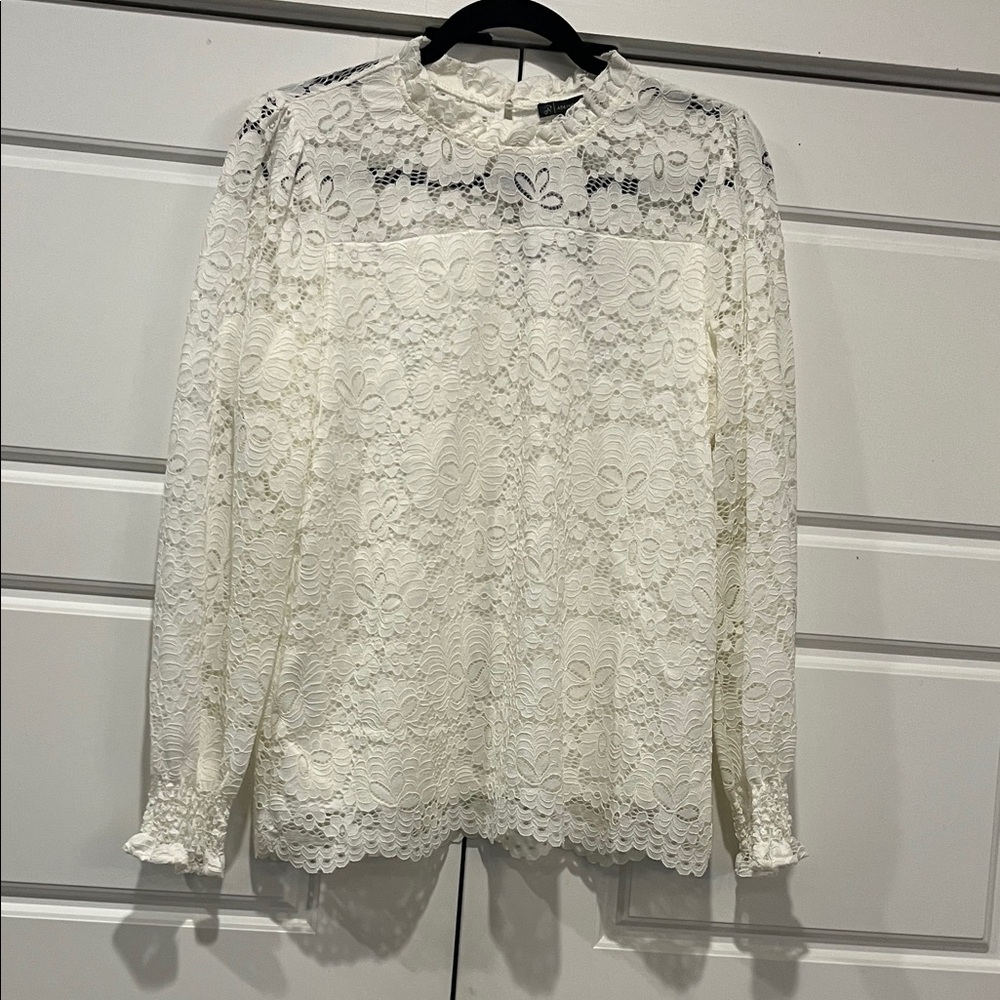 Adrianna Papell Cream Lace Blouse